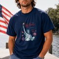 Patriotic T-Shirt, She Loves America Design, Gift for Her, Statue of Liberty Tee, Custom Graphic Shirt, USA-Themed Apparel