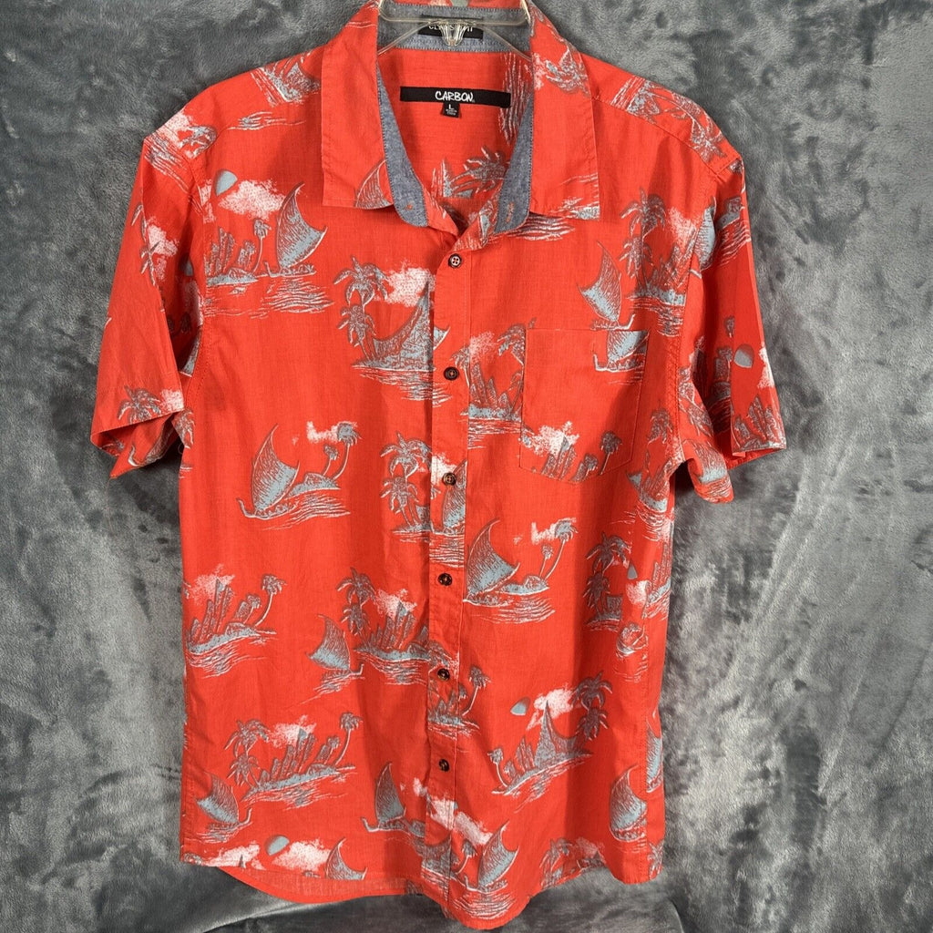 Carbon Polyester Short Sleeve Casual Button-Down Shirts for Men