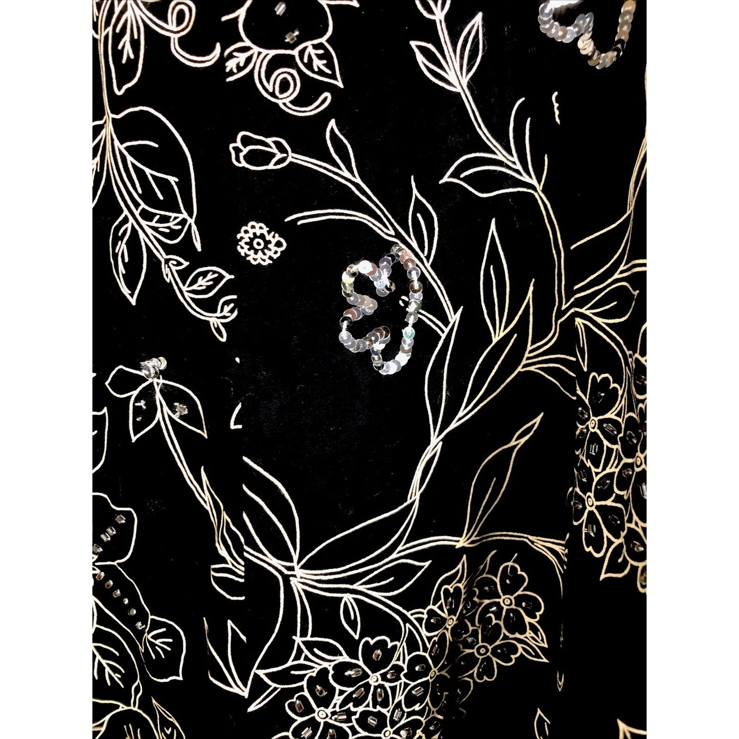 Ann Taylor Loft Skirt 4 Women’s Black Flare Floral Sequined Black Tan