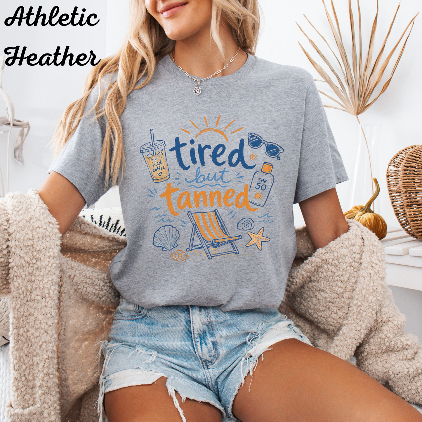 Tired but Tanned T-Shirt – Funny Summer Vacation Tee, Beach Graphic Shirt