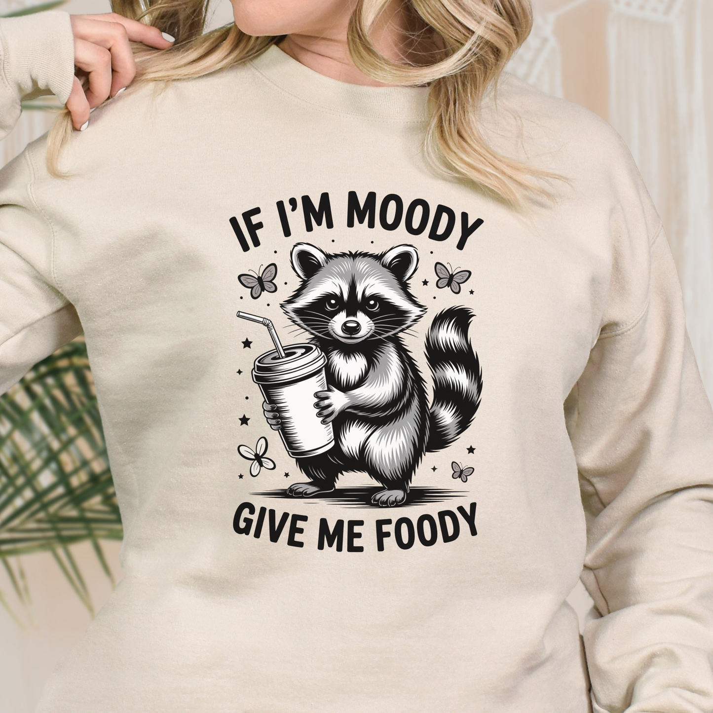 If I’m Moody Give Me Foody Sweatshirt – Funny Food Lover Crewneck – Cozy Unisex Humor Shirt – Gift for Him or Her