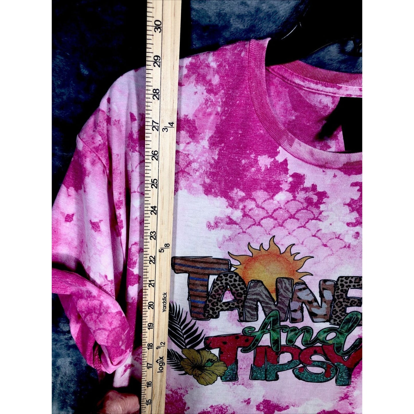 Tanned & Tipsy Shirt Women’s Pink Mermaid Style Handmade Adult Size Large T-Shirt