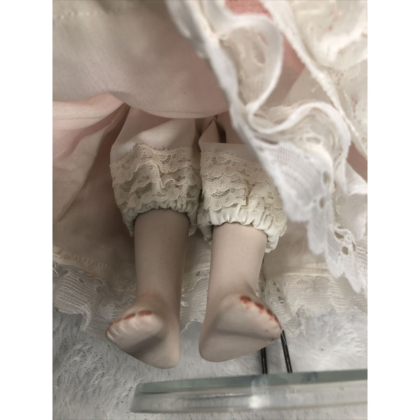 Vintage Porcelain Doll Bobble Head Movable Arms Legs / Stand