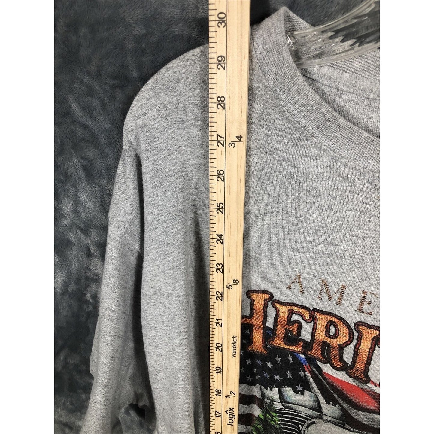 American Heritage T-Shirt Men’s Gray Biker Shirt Adult  X Large