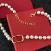 Pearl Necklace Classic Fashion Jewelry For Women Golden Letter Pendant