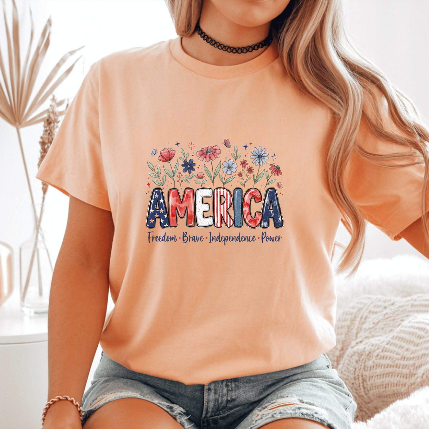 Patriotic America T-Shirt, Custom Independence Day Tee, USA Pride Gift, Freedom Brave Power, American Flag Graphic, Customizable Shirt