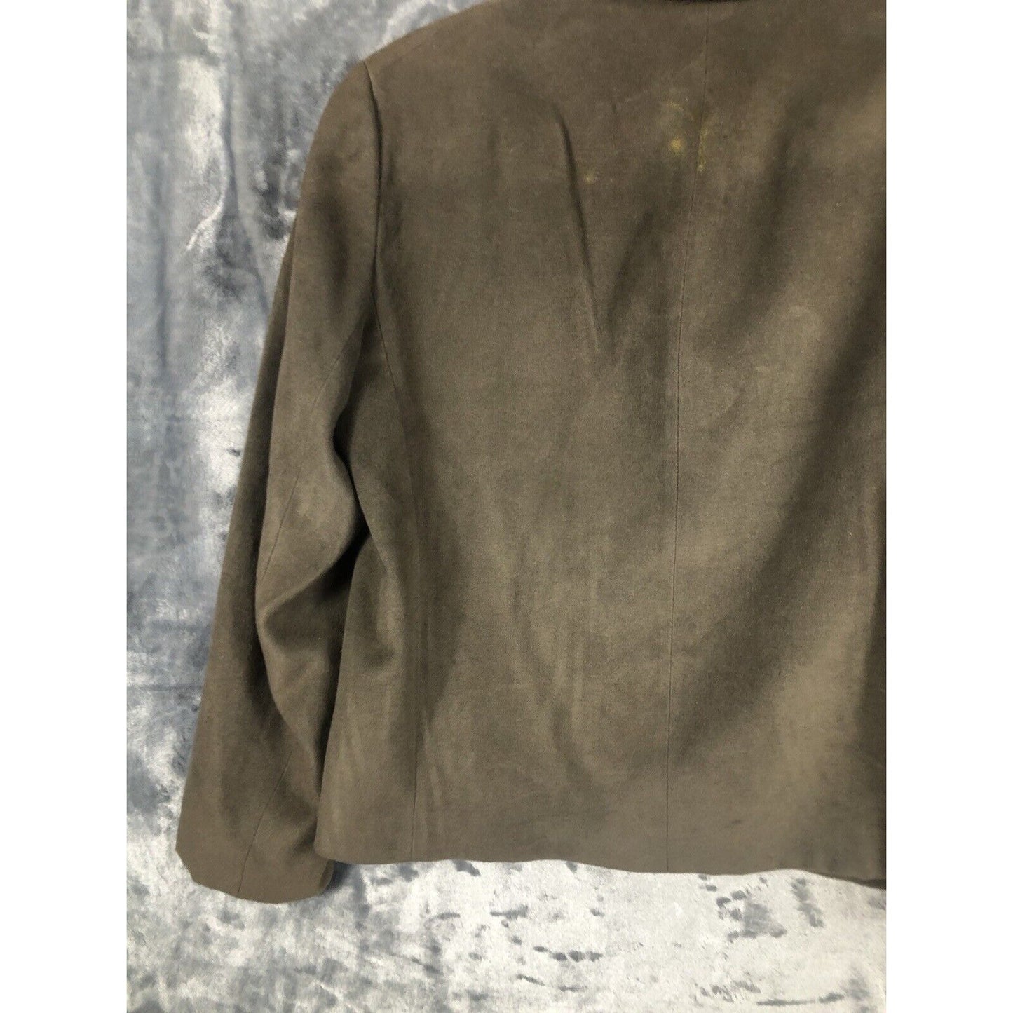 Anne Klein Women’s Jacket Neiman Marcus Suede Olive Green Moto Large Snap Front