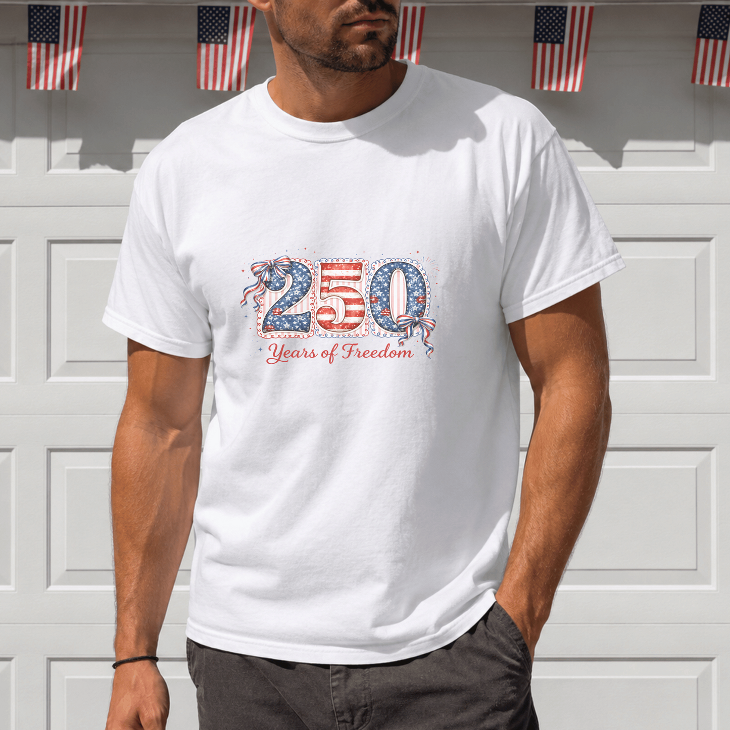 250 Years of Freedom Shirt, Patriotic Graphic Tee, American Flag Design T-Shirt, Independence Day Shirt, Fourth of July Tee
