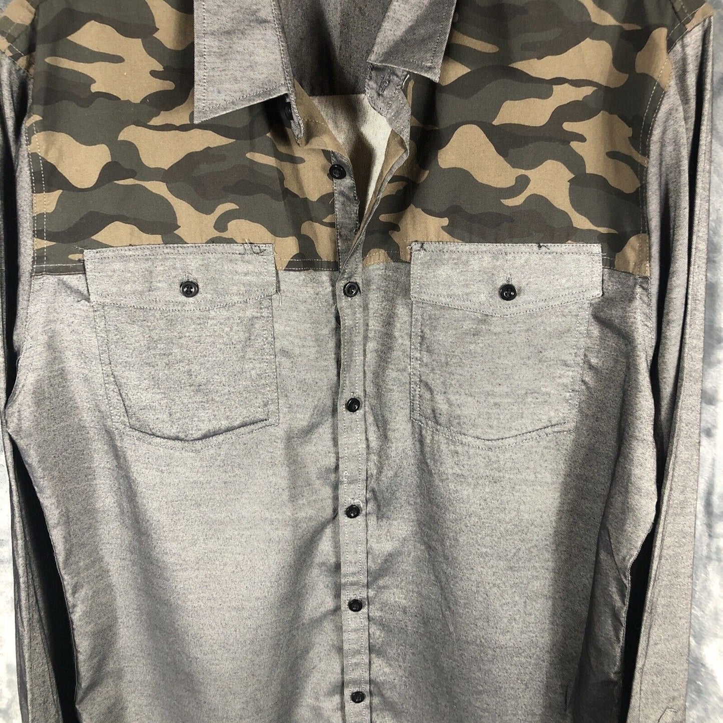 Black Camouflage Men’s Slim Gray Shirt Size Large