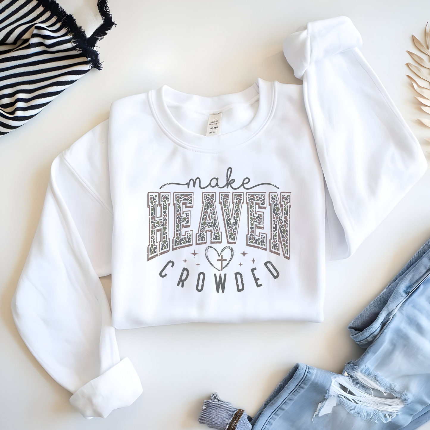 Christian Apparel Unisex Sweatshirt, Religious Crewneck, Camo Print, Spiritual Comfort, Inspirational Gift, Faith-Based Clothing, Positive