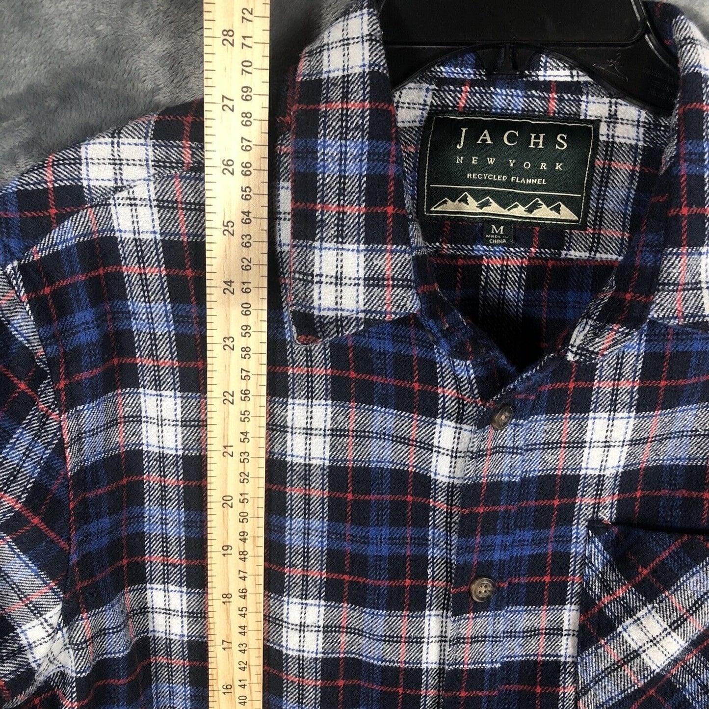 Jachs New York Flannel Shirt Men’s Blue Plaid Longsleeve Size Adult Medium