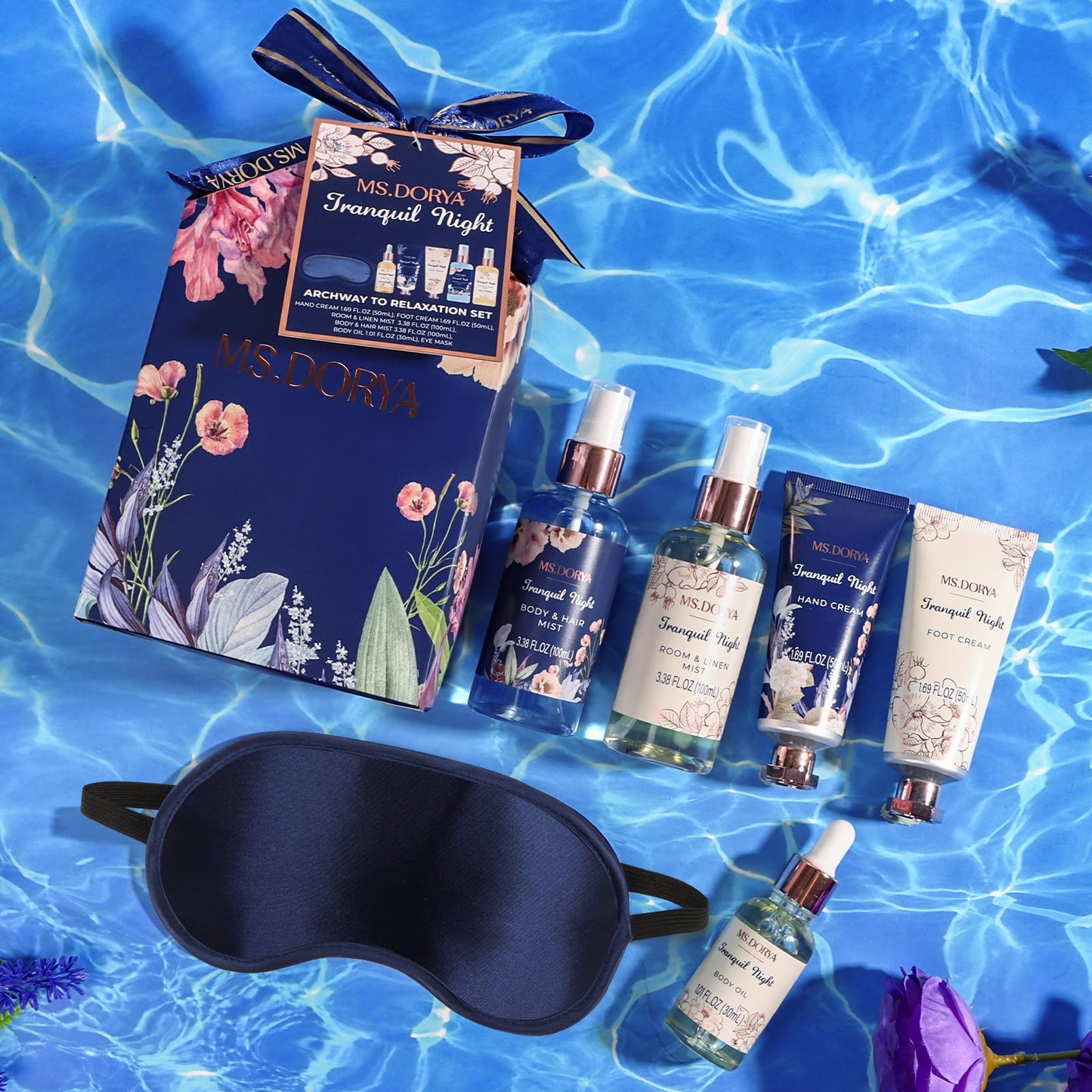 MS.DORYA Bath Gift Sets for Women, Birthday Spa Gifts Kit Beauty Baskets, 6 Pcs