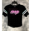 COOGI T-Shirt Black Pink White And Teal Studded Girls Size 14/16