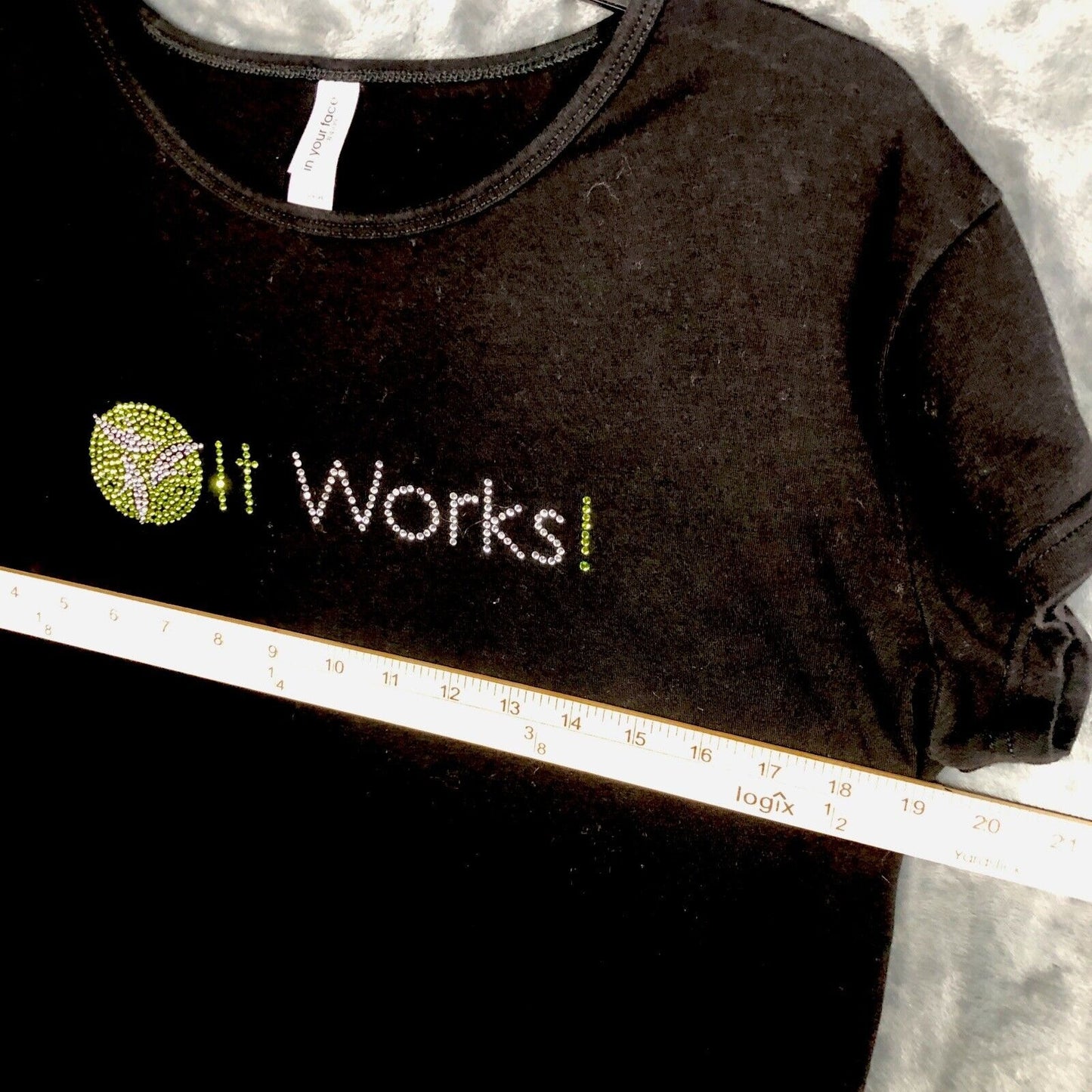 It Works Global Women’s Shirt It Works Bling Black/Green Studded T-Shirt