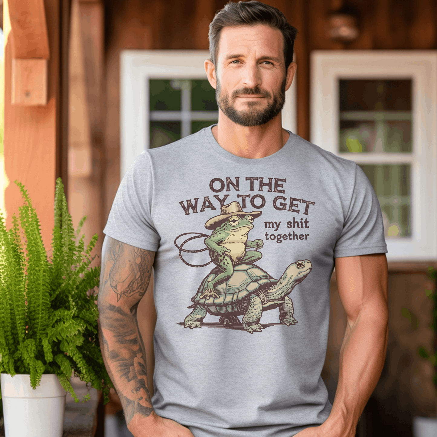 Frog Turtle Graphic Tee, Sarcastic Funny Shirt for Men, Humorous Gift Idea, Vintage Style Tee, Unique Novelty Apparel