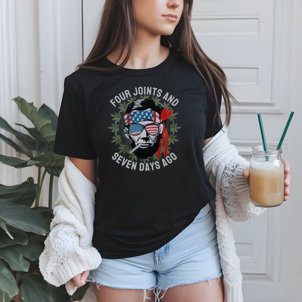 Patriotic 4 Joints and 7 Days Ago Shirt Stoner Humor Tee with Quote, Funny USA T-Shirt, Biker Gift, Cool Graphic Gildan Shirt