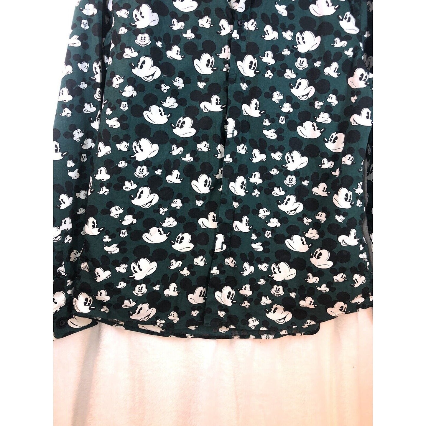 H&M Disney Men's Micky Mouse Button Up Resort Shirt Large Multicolor