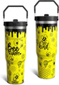 30oz Bee Happy Stainless Steel Tumbler with Handle, Flip Straw & Lid - Double Wall Insulated Water Bottle Cup - Animal Lover Birthday Gifts for Women Men (Yellow) - Walmart.com
