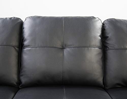 MMTGO 98" L-Shape Faux Leather Modular, Cup Holders and Storage, 4-Seater Upholstered Tufting Corner Couch for Apartment, Home Furniture, Living Room, Sectional Sofa Set w/Ottoman