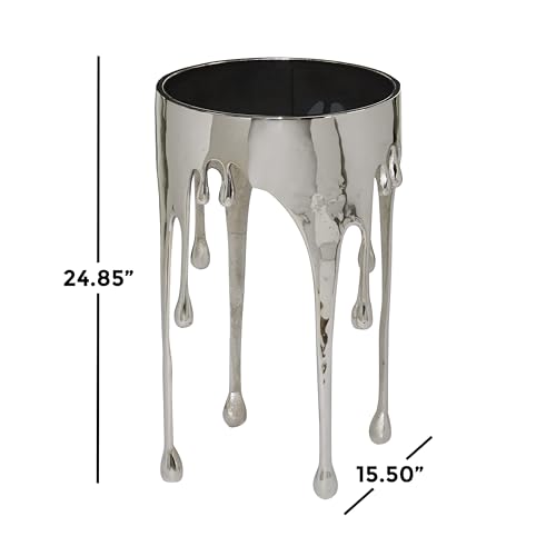 Deco 79 Contemporary Aluminum Accent, Side Table 16" x 16" x 25", Silver