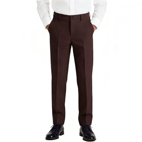 Boys Coffee Pants School Uniforms Pants Flat Front Adjustable Waist Slacks Size 12
