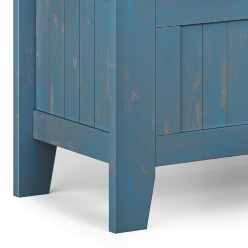 SIMPLIHOME Acadian Entryway Storage Bench - 48 inch Wide Solid Wood Hallway Seat in Distressed Coastal Blue, Transitional Bench for Entryway or Living Room with Lift-Up Lid and Spacious Storage