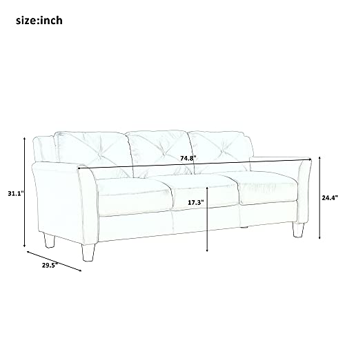 Evedy Living Room Furniture Piece Set Including 3-Seater, Loveseat Chair,Button Tufted Back Comforty Sofas & Couches with Sturdy Metal Legs,Gray（1+2+3 Seat