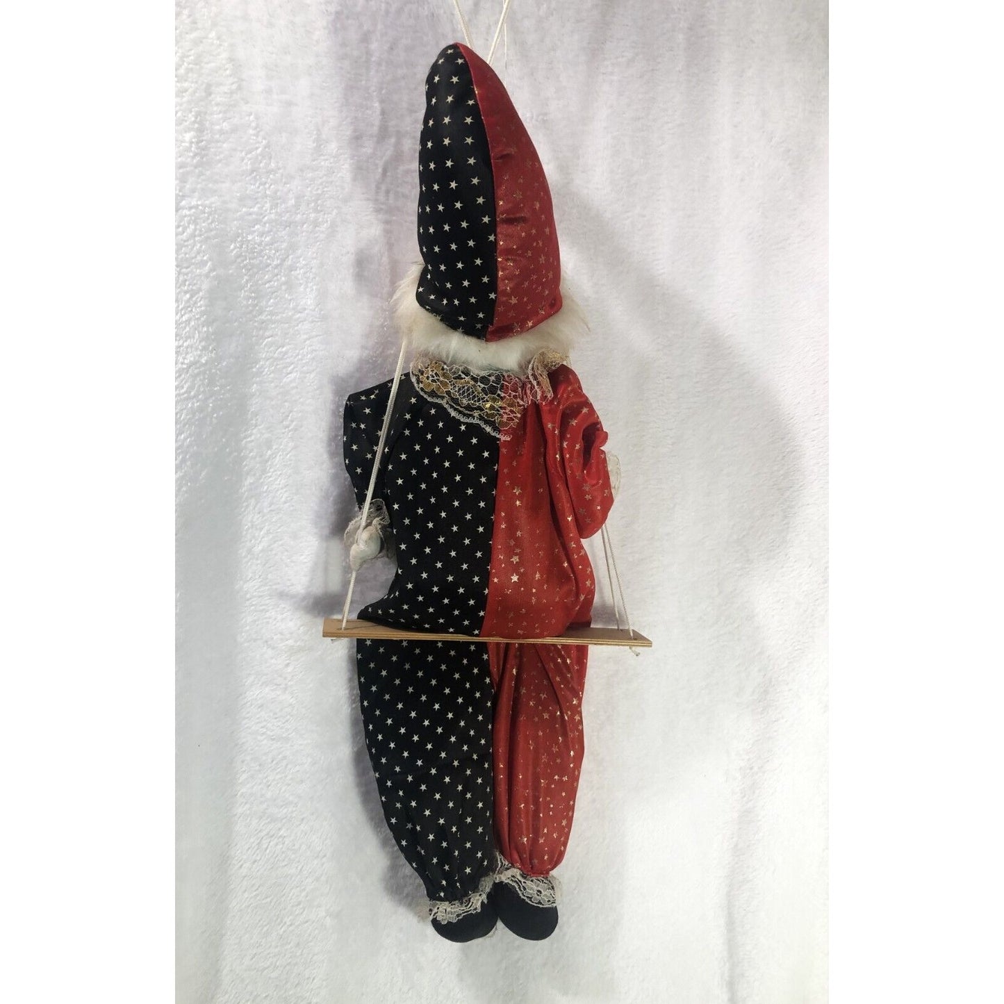 Vintage Circus Clown Kid Doll Porcelain Head String Marionette Puppet on Swing