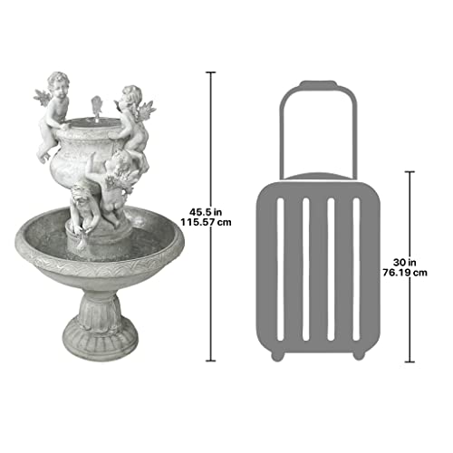 design TOSCANO Water Fountain - 4 Foot Tall Cherubs at Play Garden Decor Fountain - Outdoor Water Feature