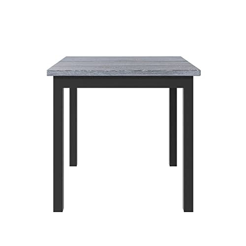 DINTABBLE 5-Piece Counter Height Dining Set-Square Wood Table and 4 Upholstered High-Back Chairs with Footrest for Kitchen Furniture-Classic Black Finish
