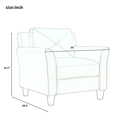 Evedy Living Room Furniture Piece Set Including 3-Seater, Loveseat Chair,Button Tufted Back Comforty Sofas & Couches with Sturdy Metal Legs,Gray（1+2+3 Seat