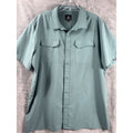 G.H. Bass & Co. Mens Short Sleeve Button-Up Shirt Size XL Green Poly/Cotton