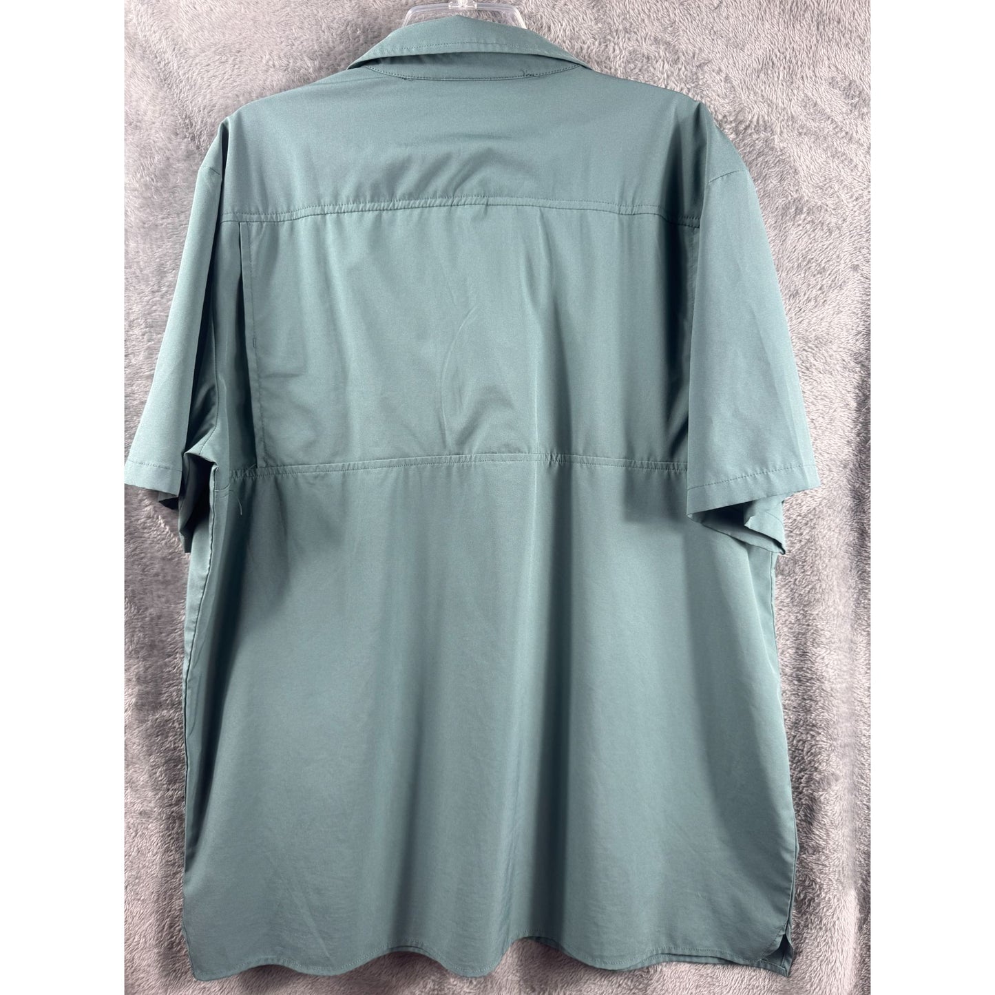 G.H. Bass & Co. Mens Short Sleeve Button-Up Shirt Size XL Green Poly/Cotton