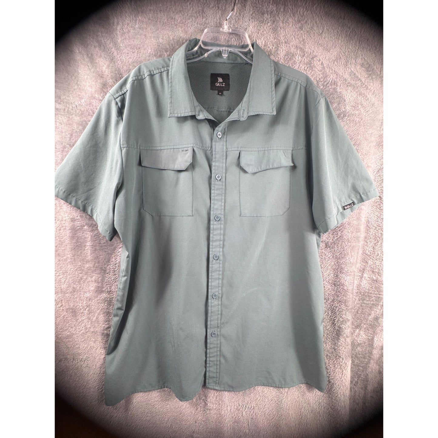 G.H. Bass & Co. Mens Short Sleeve Button-Up Shirt Size XL Green Poly/Cotton