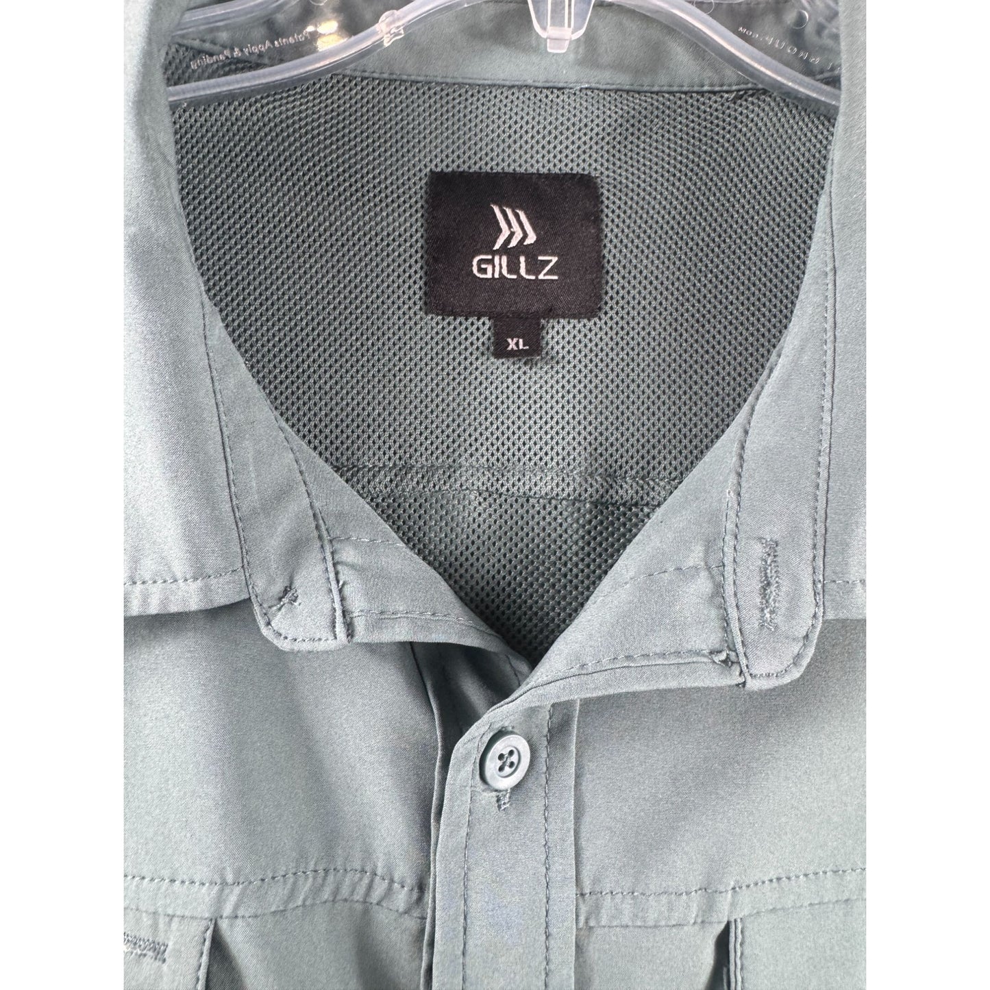 G.H. Bass & Co. Mens Short Sleeve Button-Up Shirt Size XL Green Poly/Cotton