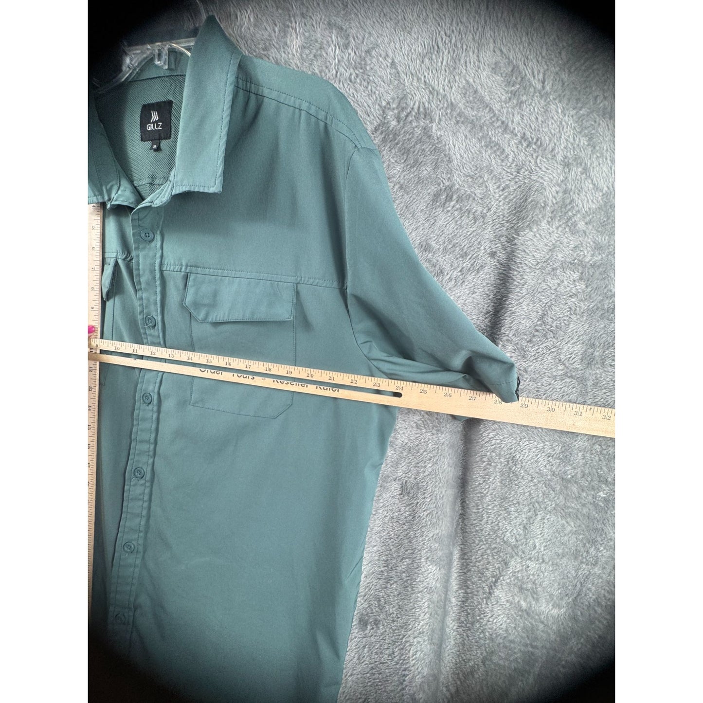 G.H. Bass & Co. Mens Short Sleeve Button-Up Shirt Size XL Green Poly/Cotton