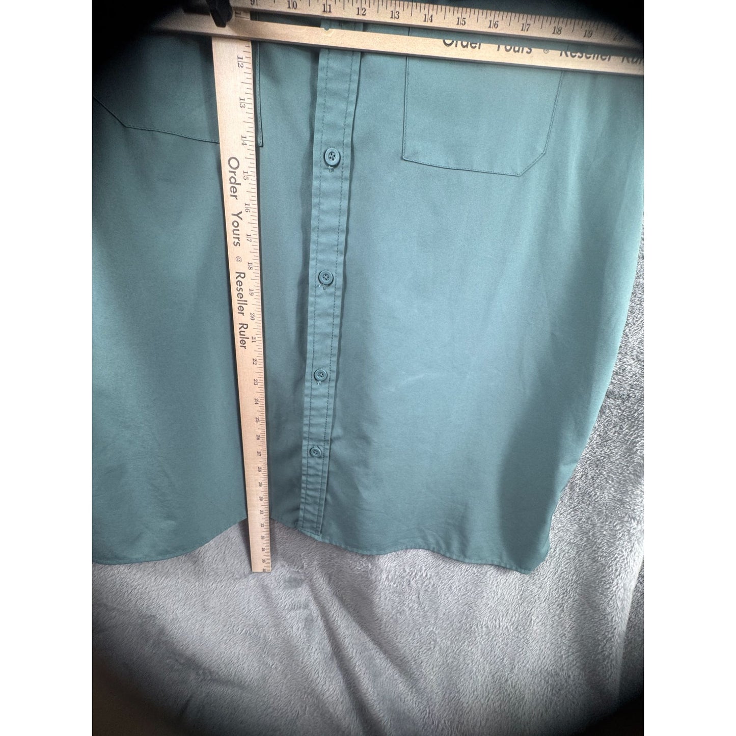 G.H. Bass & Co. Mens Short Sleeve Button-Up Shirt Size XL Green Poly/Cotton