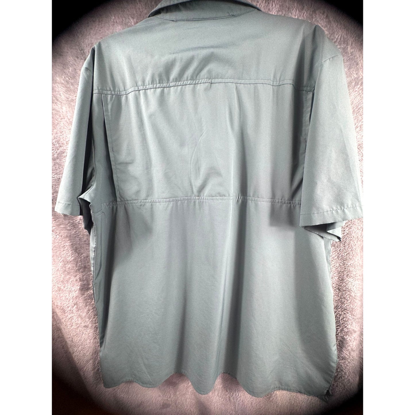 G.H. Bass & Co. Mens Short Sleeve Button-Up Shirt Size XL Green Poly/Cotton