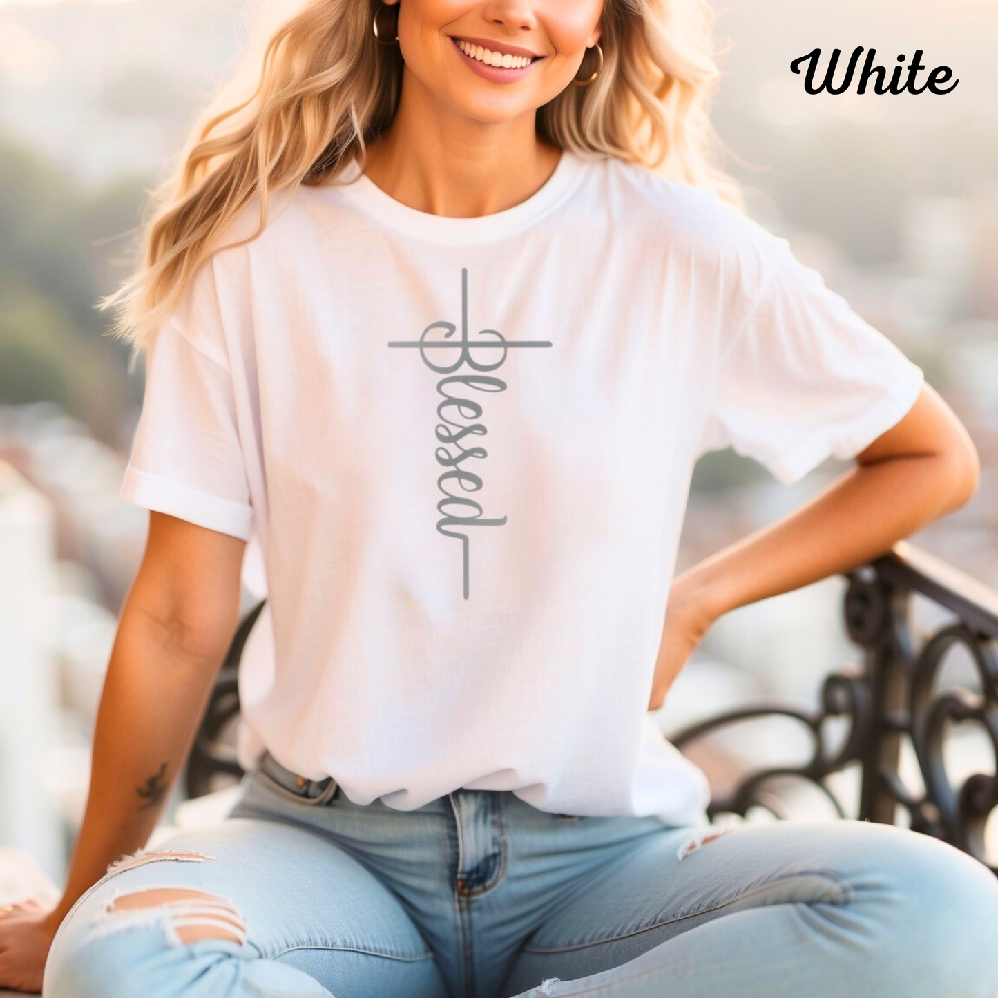 Blessed Christian Tee, Faith Graphic T-Shirt, Inspirational Religious Apparel, Gift for Her, Comfortable Spiritual Top, Spiritual Clothing