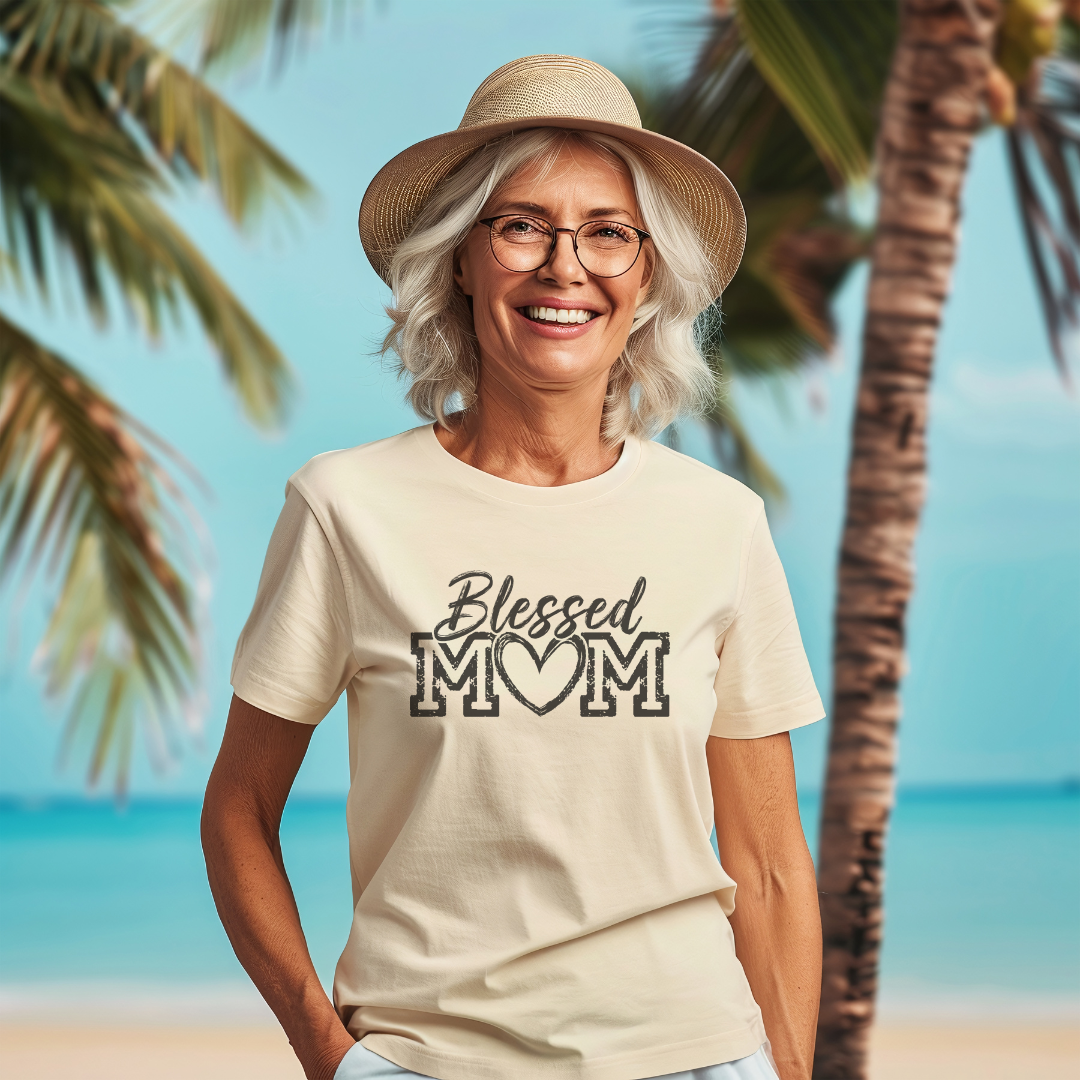 Blessed Mom Shirt, Mother's Day Gift, Women Mom Tee, Cute Casual Wear, Heart Design Top, Gift for Her, Mom Life Shirt, Casual Outfit