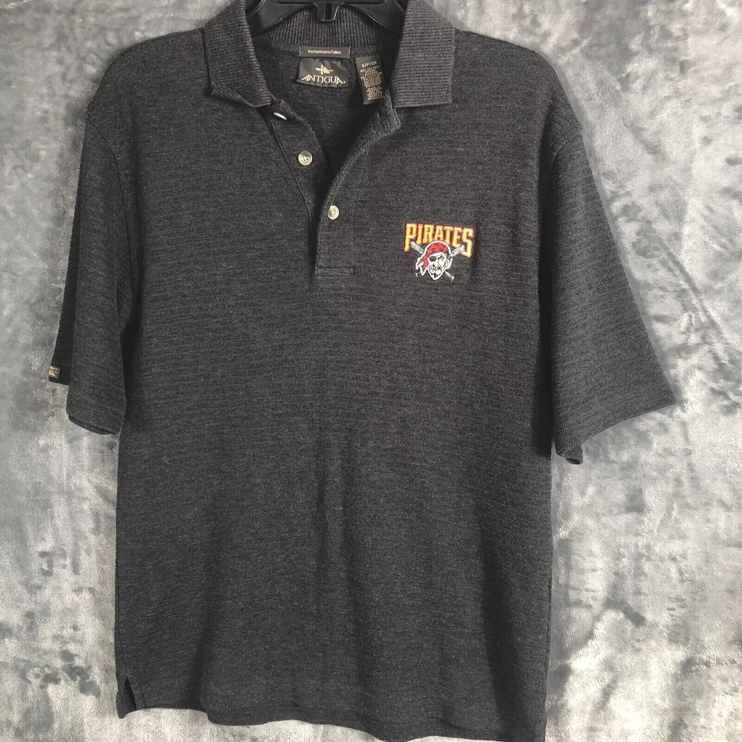 Antigua Golf Shirt Men’s Pirates Gray Adult Size Small