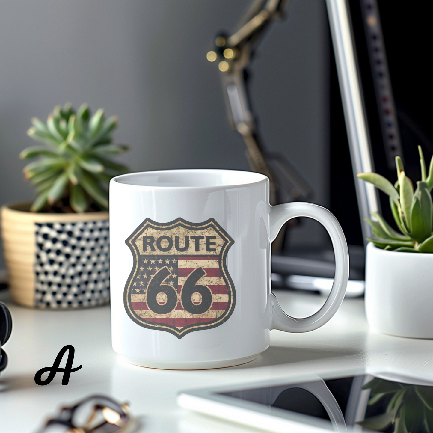 Route 66 Mug, Vintage Travel Mug, USA Souvenir Coffee Cup 11oz, American Road Trip Gift, Classic Highway Ceramic Mug, Unique Gift Idea