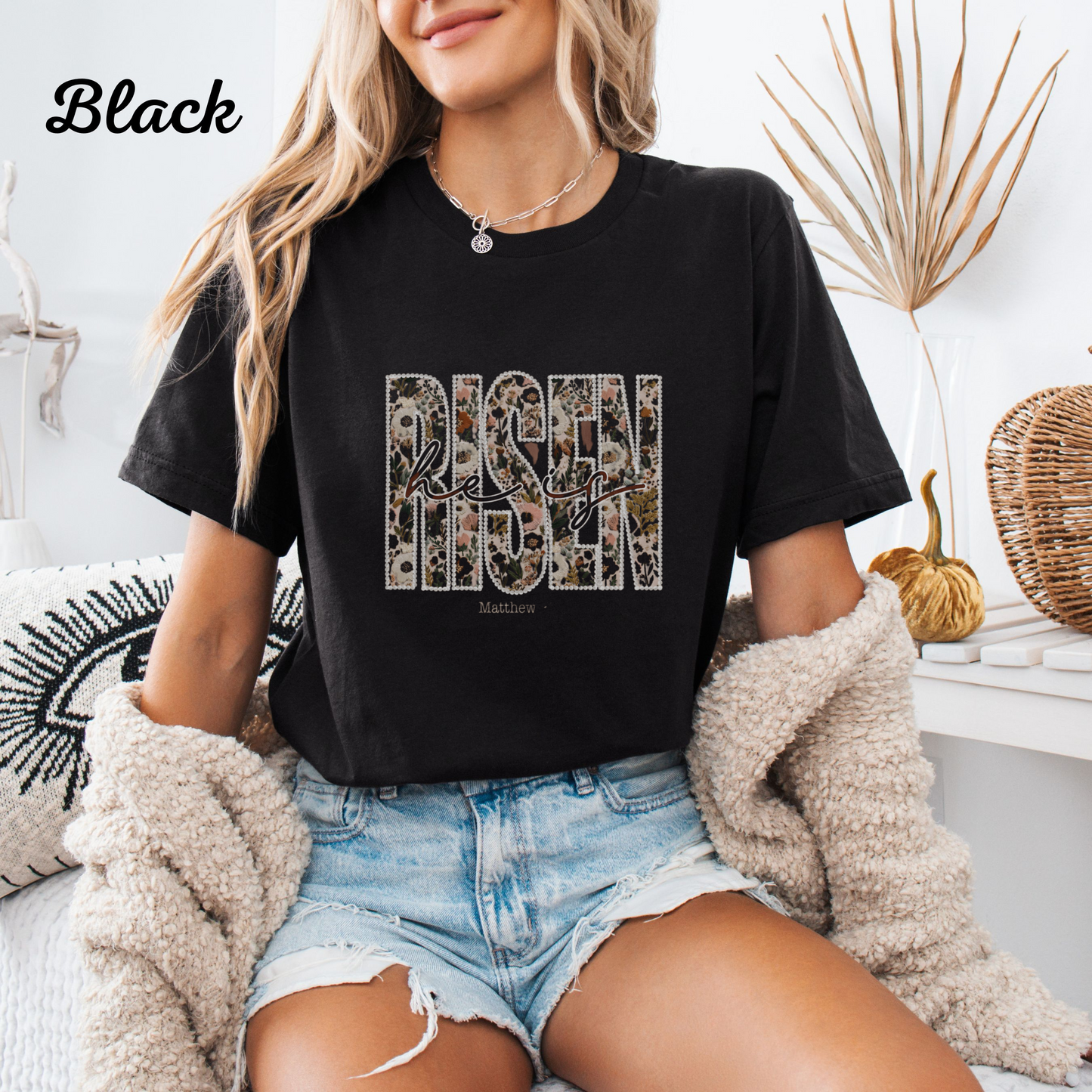 Risen Easter T‑Shirt for Women | Christian Easter Tee | Faith Based Graphic Shirt | He Is Risen Top | Resurrection Sunday Gift