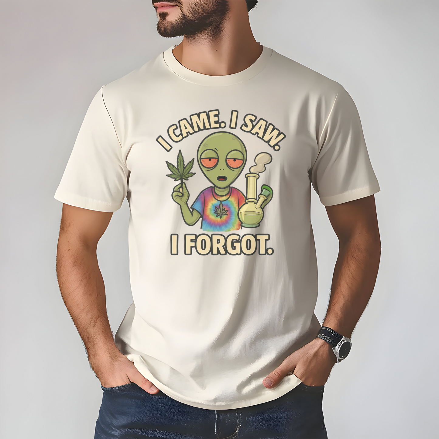 I Came I Saw I Forgot T Shirt | Funny Hippie Weed Shirt | Marijuana Leaf Bong Graphic Tee | Unisex Stoner Humor Shirt | Chill Vibes Gift