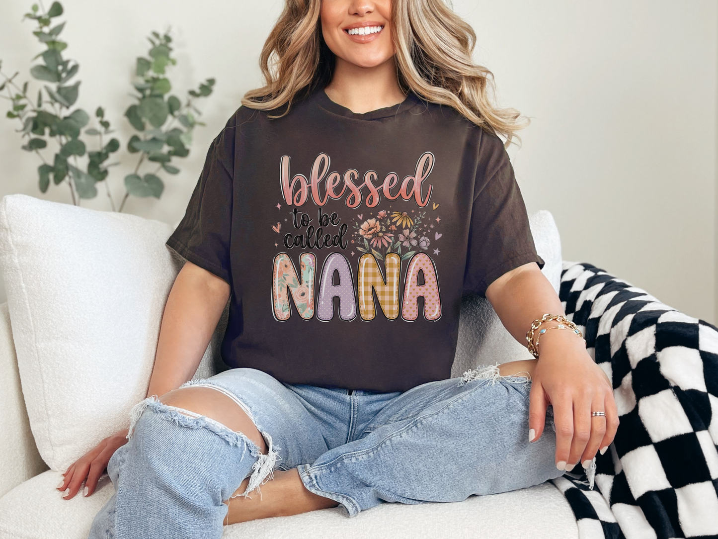 Inspirational Nana T-Shirt, Blessed to be Called Nana Tee, Sunflower Graphic Top, Spiritual Gift for Her, Boho Style Shirt, Comfort Fit