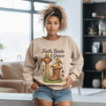 Cowboy Boots Cute Bird Artwork Sweatshirt, Western Cross Graphic Top, Vintage Style Pullover