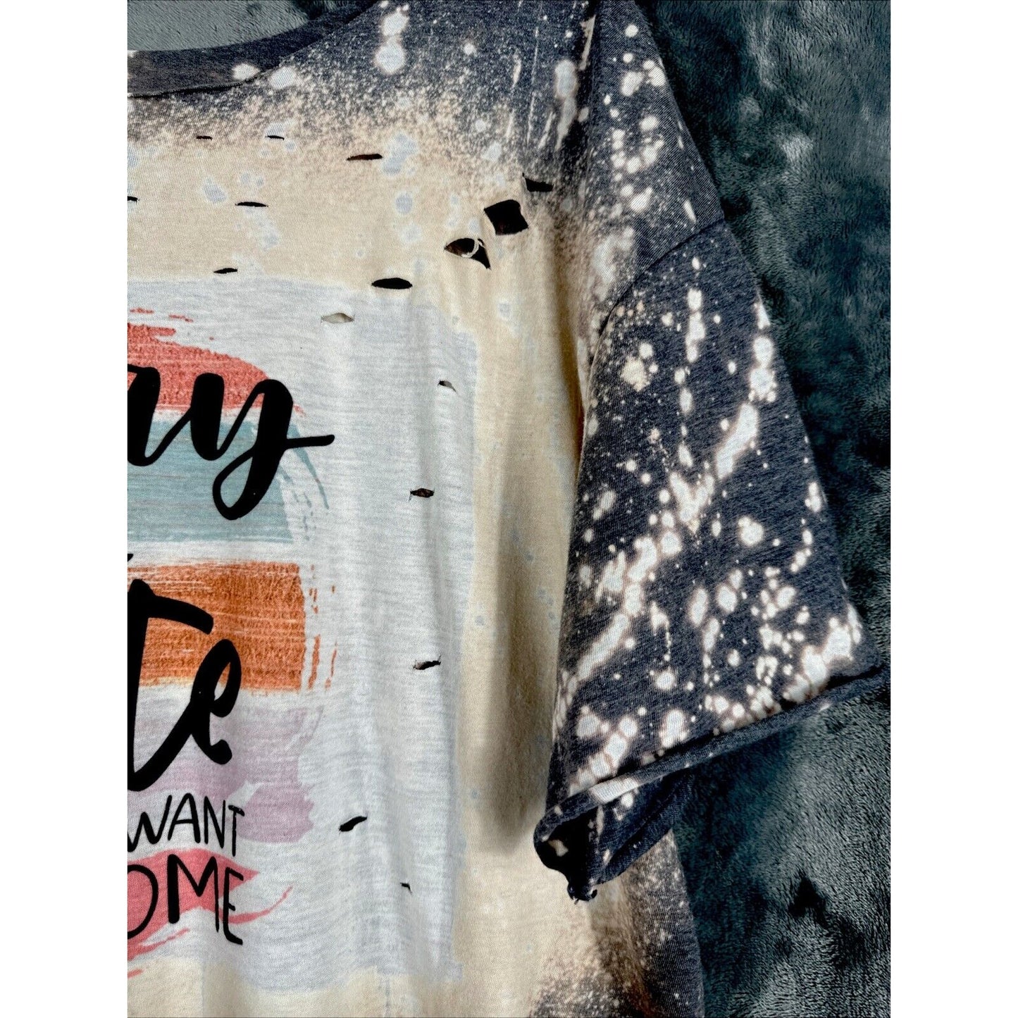 Distressed T-shirt Woman’s XL Sorry I’m Late I Didn’t Want To Come Funny Shirt