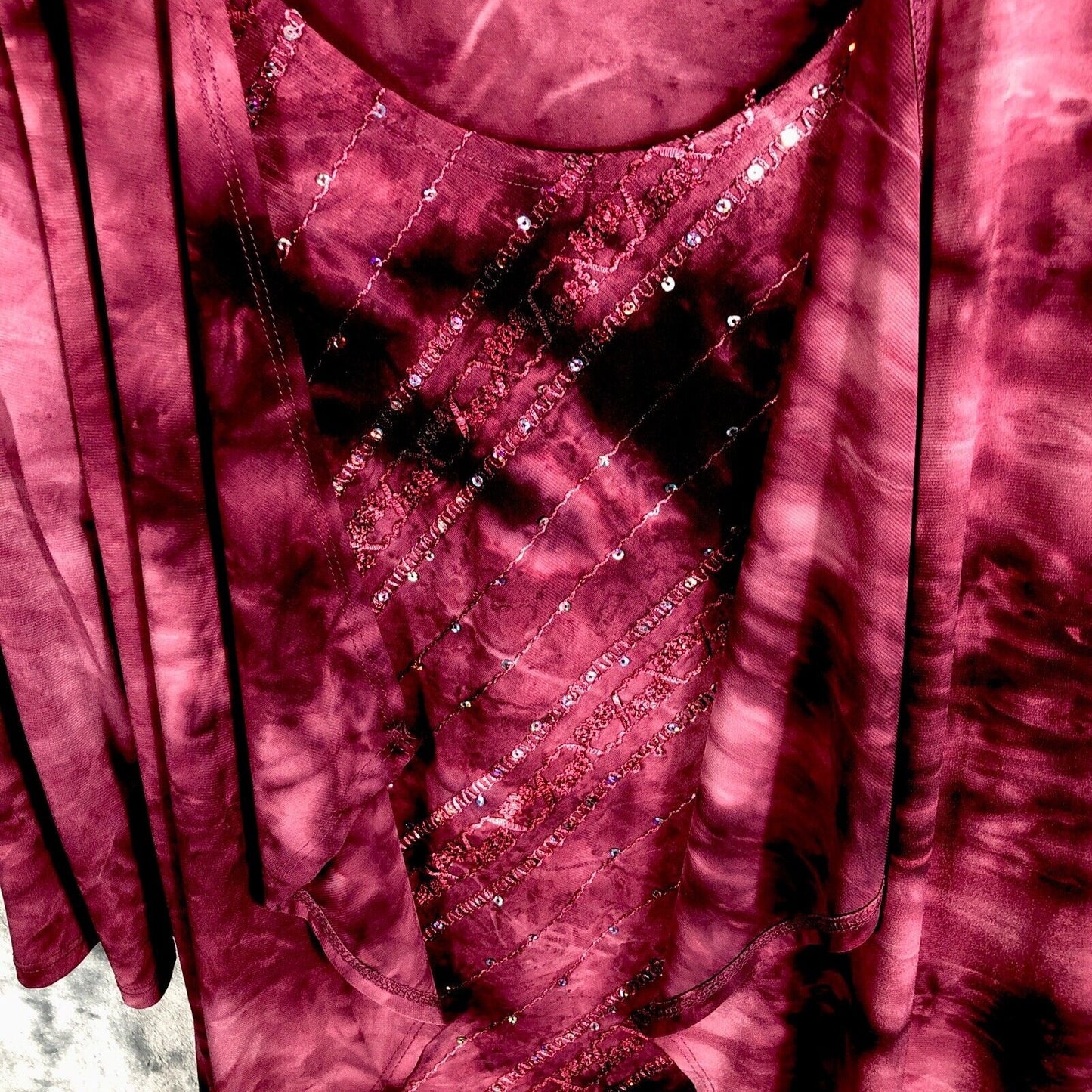 Kim Rogers Top Women’s Petite Small  Burgundy Sequined Shirt