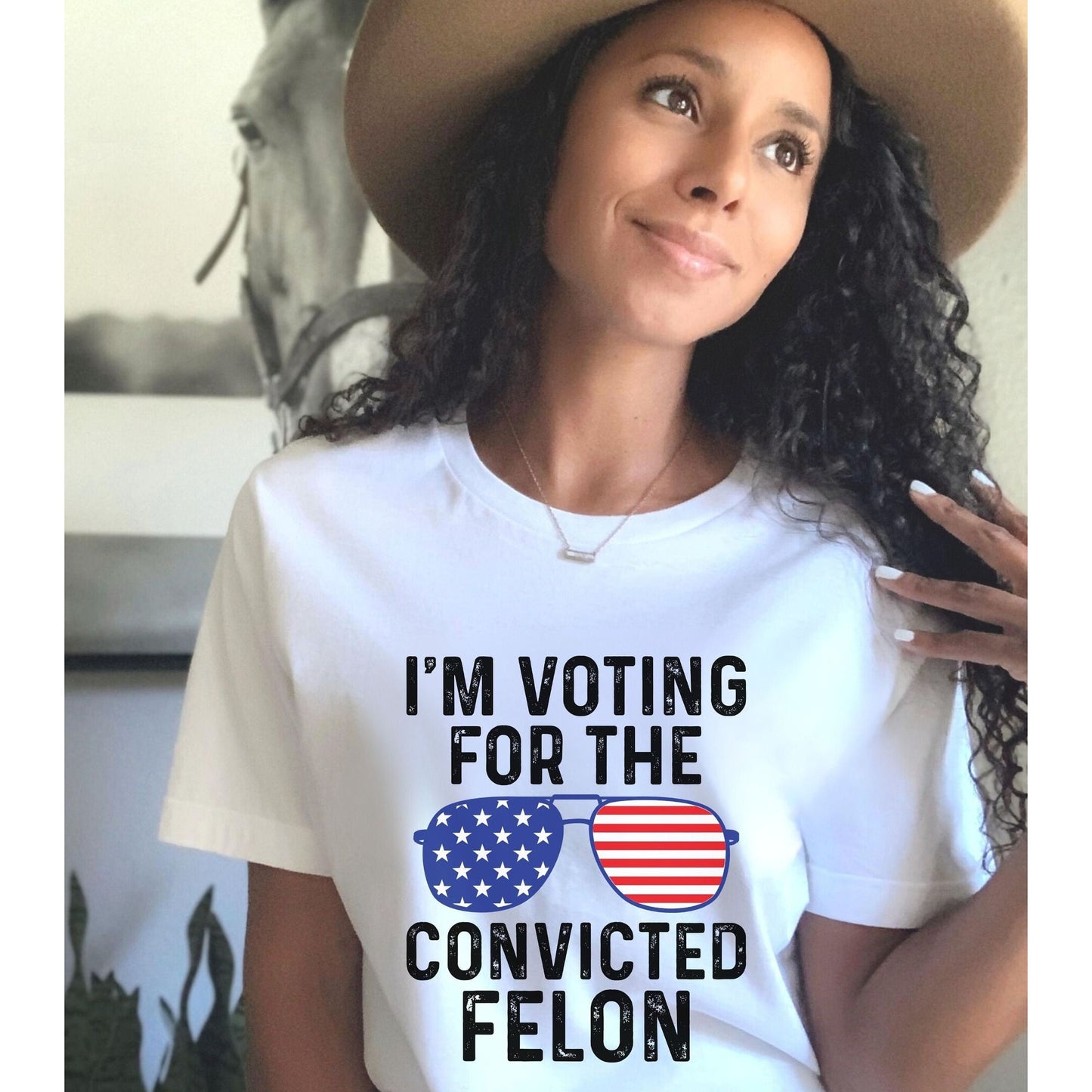 I'm Voting For The Felon Shirt Trump for President 2024 Sweatshirt Trump Nation Mugshot 47 Sweatshirt Republican Women Men Merica T Shirt