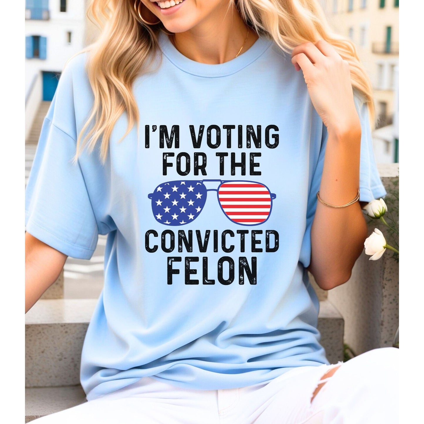 I'm Voting For The Felon Shirt Trump for President 2024 Sweatshirt Trump Nation Mugshot 47 Sweatshirt Republican Women Men Merica T Shirt